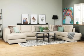 Colțar Scandinavian Choice F105Beige, 403x212x90cm, Picioare: Lemn, Plastic