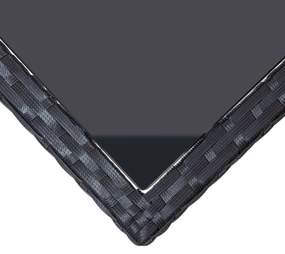 Masa de gradina, negru, 240 x 90 x 74 cm, poliratan si sticla 1, Negru