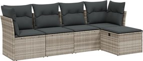 vidaXL Set canapele de grădină cu perne, 5 piese gri deschis poliratan