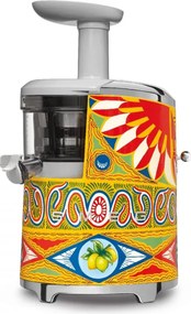 Storcător de fructe Smeg Dolce & Gabbana SJF01DGEU, 150 W, 500 ml, rotație inversă, recipient pentru resturi de 1,6 l, multicolor