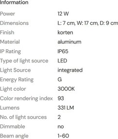 Aplica LED iluminat exterior IP65 Badia corten