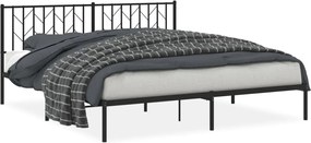 vidaXL Cadru de pat metalic cu tăblie, negru, 183x213 cm