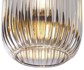 Plafoniera Art Deco neagra cu sticla fumurie - Banci