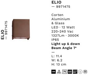Aplica LED exterior iluminat sus si jos IP65 ELIO corten