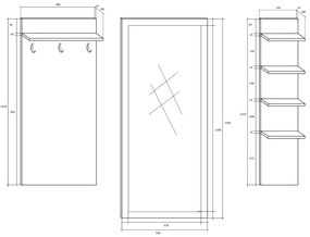 ANDRETTI Set Mobilier Hol Negru lucios - Prune