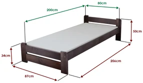 Pat Emily 80x200 cm, nuc Saltele: Cu saltele Deluxe 10 cm, Somiera pat: Cu lamele curbate
