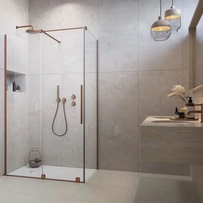 Cabina de dus dreptunghiulara usa culisanta Radaway Furo KDJ 120x80 profil cupru periat stanga