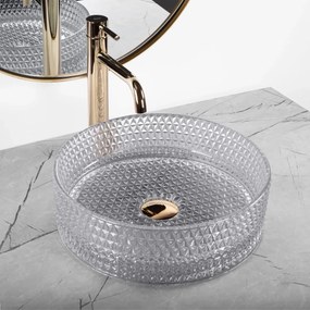 Rea Cristal lavoar 35.5x35.5 cm rotund de blat gri piatra REA-U9615