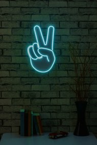 Decoratiune luminoasa LED de perete Victory Sign Albastru 29x44x2 cm