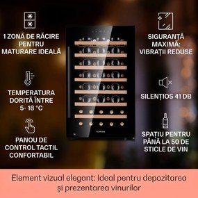 Klarstein Barossa 50 Uno, răcitor de vin, 1 zonă, 120 litri/52 sticle, ecran tactil