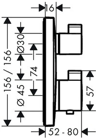 Baterie termostatata cada-dus Hansgrohe, Ecostat Square, cu montaj incastrat, crom