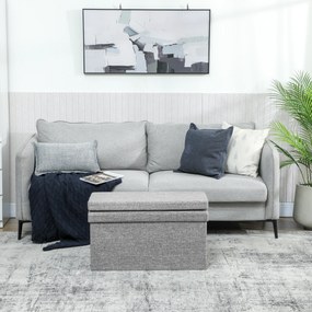 HOMCOM Bancă Pliabilă cu Spătar și Compartiment de 77L, Acoperire din Țesătură, 76x50x73 cm, Gri | Aosom Romania