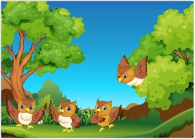 Tablou - Bufnițe vesele (70x50 cm)