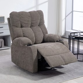 HOMCOM Fotoliu relax cu suport pentru picioare, fotoliu de odihnă, rotativ, până la 150 kg, cadru din oțel, 88x96x108cm, maro deschis | Aosom Romania