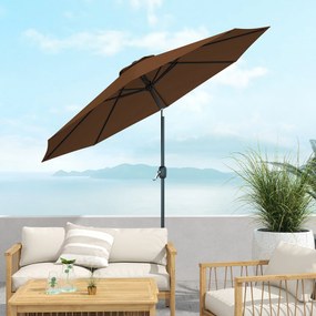 Outsunny Umbrelă de Grădină Inclinabilă 3x2.45m, Poliester Impermeabil, Cafea | Aosom Romania