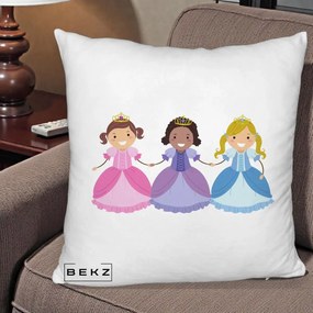 Perna Personalizata Printese Diverse Ilustratie, 40x40 cm, Alb Pufos, Husa Detasabila, Perna Inclusa, BEKZ®