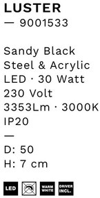 Plafoniera LED Luster negru, 50cm