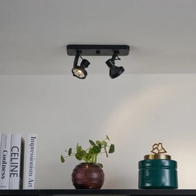 Spot de tavan de design negru GU10 70mm 2 lumini reglabil - Vo