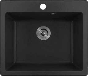Chiuveta compozit Inter Ceramic finisaj granit negru 57x50 cm cu orificiu baterie