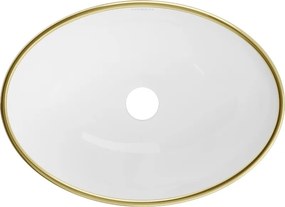 Mexen Elza chiuvetă pe blat 40 x 33 cm, albă/model de grilaj auriu - 21014009