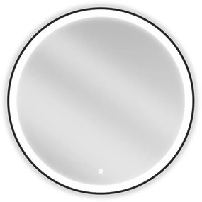 Mexen Esso oglindă de baie iluminată, rotundă 80 cm, LED 6000K, anti-aburire, cadru negru - 9825-080-080-611-70