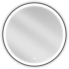 Mexen Esso oglindă de baie iluminată, rotundă 80 cm, LED 6000K, anti-aburire, cadru negru - 9825-080-080-611-70