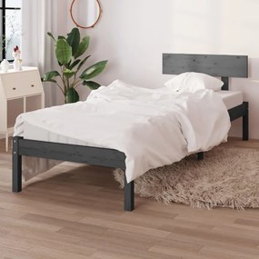 810139 vidaXL Cadru de pat, gri, 100x200 cm, lemn masiv de pin