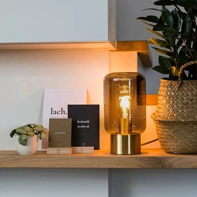 Lampă de masă de design din alamă cu sticlă fumurie - Bliss Cute