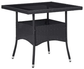 3058314 vidaXL Set mobilier grădină, 3 piese, negru, poliratan și lemn acacia