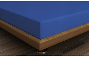 Cearceaf albastru din bumbac cu elastic 160x200 cm - Mijolnir