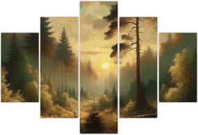 Tablou - Soare strălucind prin pădure (150x105 cm)