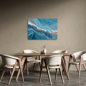 Tablou pe sticlă - Marmură bleu cu aur I. (70x50 cm)
