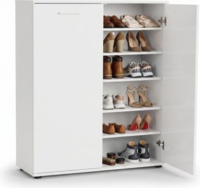 Pantofar Adore Elegance, 2 usi, 5 rafturi, capacitate 24 perechi incaltaminte, Alb - Natur, 91x108x35 cm