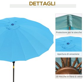 Umbrela de Gradina Outsunny cu Manivela, Ф255x240cm Albastru | Aosom RO