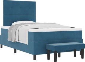 vidaXL Pat cu arcuri cu saltea Albastru închis 120 x 190 cm Catifea