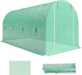 Outsunny Folie pentru seră 4 x 2 m, folie de grădină impermeabilă cu ușă, 8 ferestre, protecție UV, rezistentă la rupere, polietilenă, verde | Aosom Romania