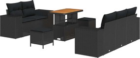 vidaXL Set de canapele pentru grădină 8 pcs Negru poliratan