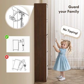 HOMCOM Dulap pentru Pantofi cu 5 Sertare pentru 30 Perechi de Pantofi,  60x28x189 cm, Maro | Aosom Romania