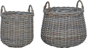 vidaXL Ghiveci coș cu depozitare 2 pcs Gri Ratan Lacak