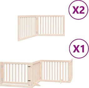 vidaXL Poartă de câini pliabilă cu ușă, 8 panouri, 640 cm, lemn plop