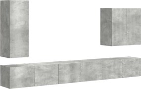 vidaXL Set Dulap pentru Televizor Montat pe Perete 6 pcs Gri din beton