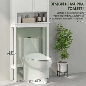 HOMCOM Dulap deasupra toaletei cu 2 uși și raft deschis, bară inferioară, 70x20x175 cm, alb | Aosom Romania
