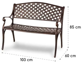 Pozzilli AN, bancă de grădină turnată din aluminiu, rezistentă la intemperii