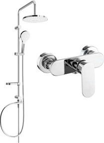Mexen Milo Erik set de duș montat pe perete cu duș de ploaie și baterie de duș, crom - 71340205-00