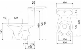 Set vas WC stativ Kolo, Idol, cu evacuare verticală, rezervor și capac, alb, 19036000