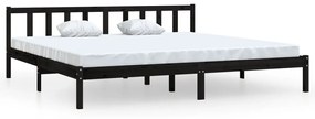 810101 vidaXL Cadru de pat Super King, negru, 180x200 cm, lemn masiv de pin