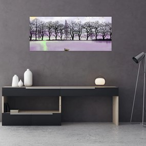 Tablou - Barcă pe lac (120x50 cm)