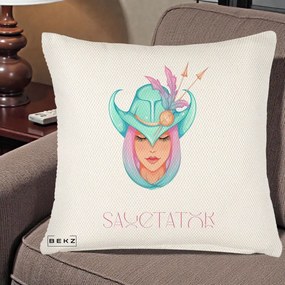 Perna Personalizata Zodiac Sagetator Cowgirl, 40x40 cm, Crem Reliefat, Husa Detasabila, Perna Inclusa, BEKZ®