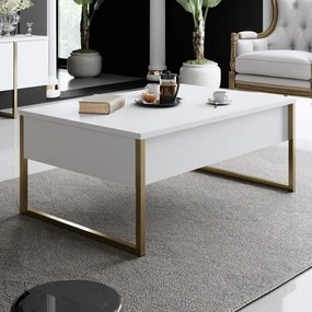 Masa Cafea 90 X 60 X 40 Luxe - White, Gold