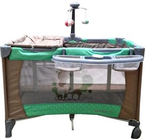 Patut Pliabil si Tarc copii Baby Care™ PRO FMAT, 2 Niveluri de inaltime, Cu melodii si Masa infasat, Carusel cu jucarii din plus, Plasa insecte,